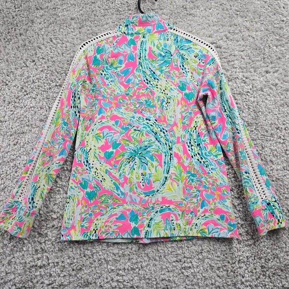 Lilly Pulitzer Skipper Popover Sweater Women XS Colorful 1/2 Zip Tropical Resort - Picture 8 of 12
